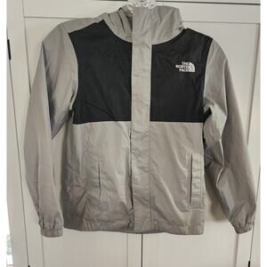 The North Face Youth Black & Gray Full Zip Hooded Windbreaker Size 7/8